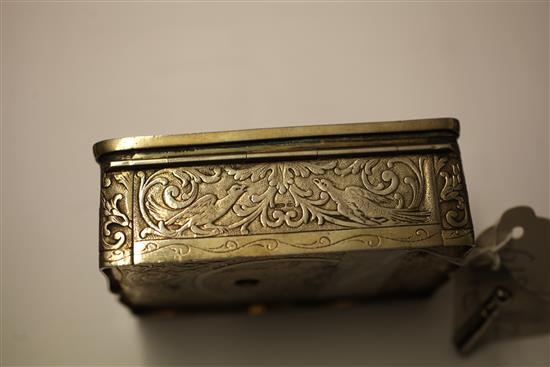 An early 20th century Swiss silver singing bird box, 4in.